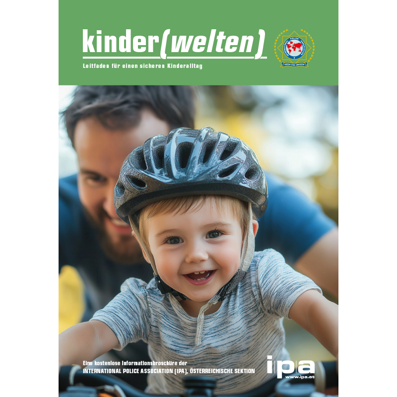 International Police Association IPA Österreich Titelbild der Präventionsbroschüre kinder(welten) - Leitfaden für einen sicheren Kinderalltag